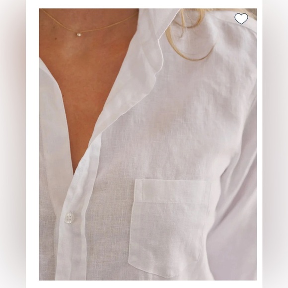 Frank & Eileen Barry Italian Linen Button Down Shirt White , size XS - Picture 11 of 12